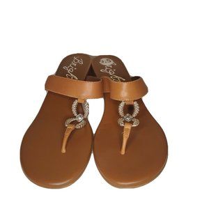 ❤️ Brighton Womens Lucia Sandals Brown Size 9.5 Silver Hoop in Luggage leather